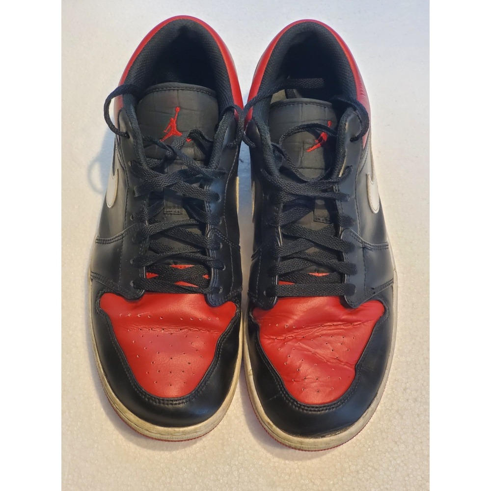 Jordan Air Jordan 1 Low Bred Toe Black Red White Jumpman Mens Sneaker 553558